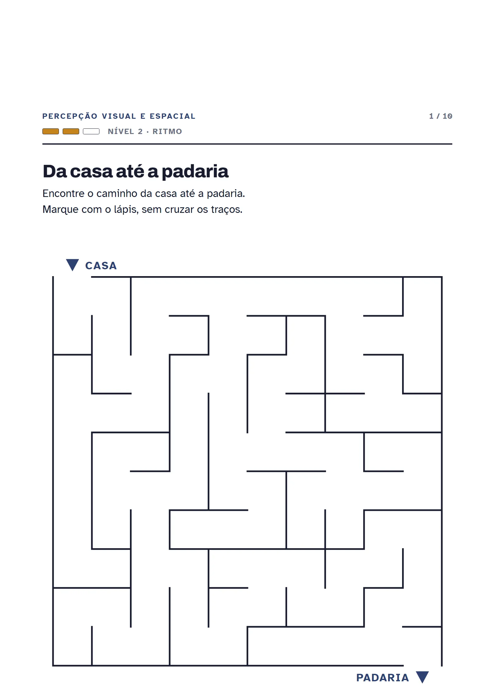 Folha do kit: Da casa até a padaria, do domínio Percepção visual e espacial