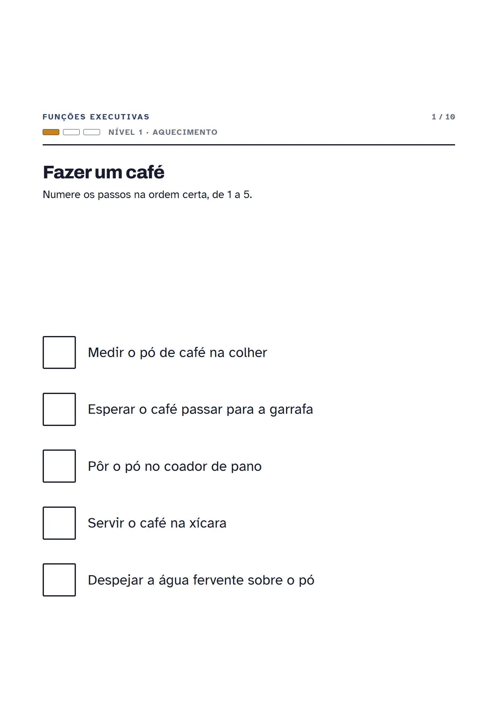 Exemplo de folha: Organize e planeje